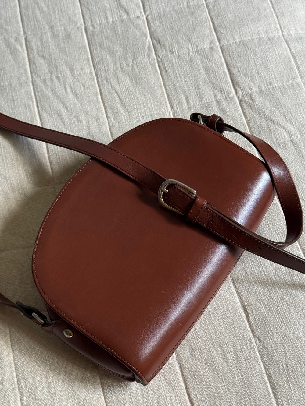 A.P.C. Demi-Lune Brown Leather Crossbody Bag - Picture 5 of 9